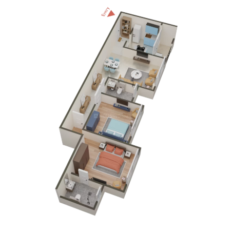 2 BHK – 742.71 sq.ft